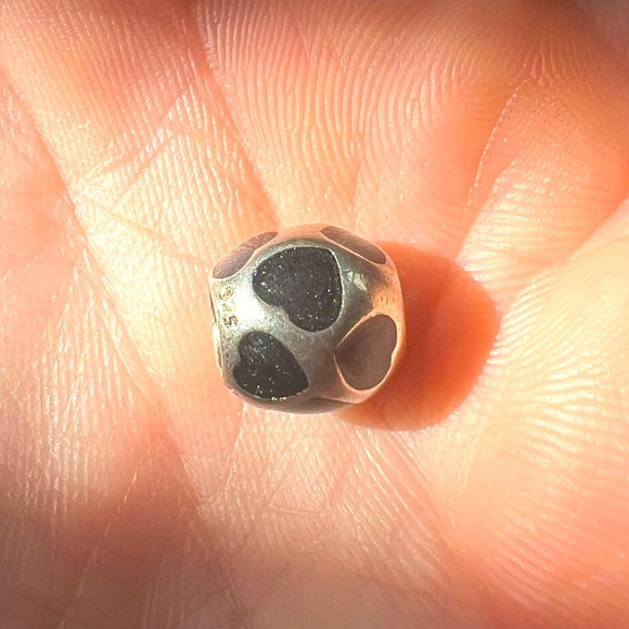 Pandora Jewelry - Pandora Sterling Silver Black Enamel Hearts Charm